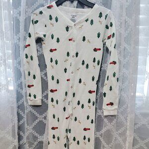 Christmas Waffle Knit One Piece Pajamas Kids size 10 Trucks, Trees, & Reindeer